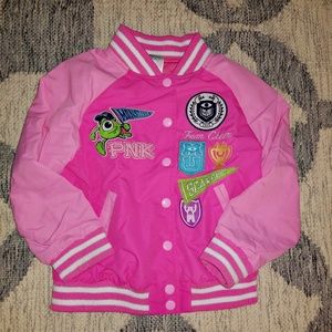 Monsters Inc Disney Store Pink Varsity Jacket.